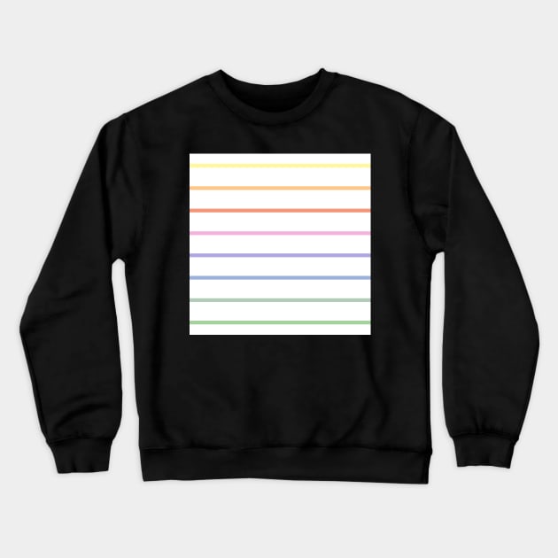 Vintage pastel white and rainbow stripes - horizontal narrow Crewneck Sweatshirt by bettyretro